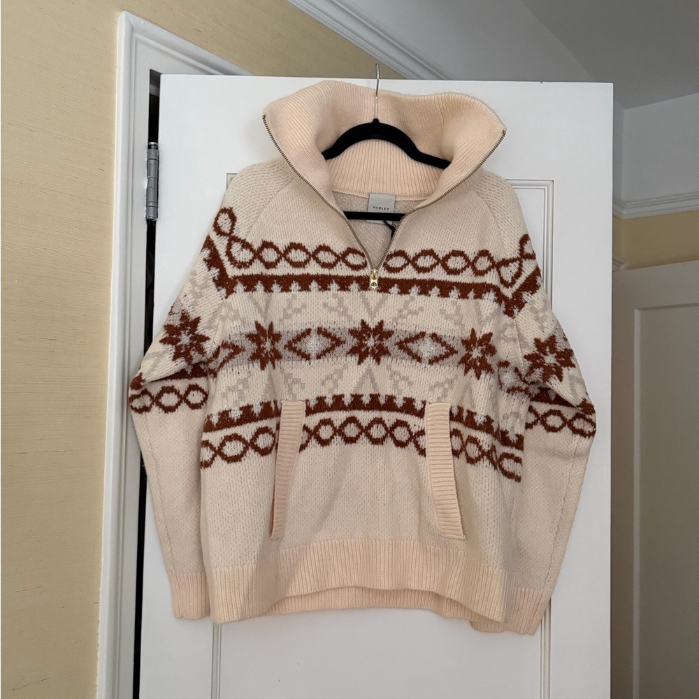 NWT Varley Fair Isle Cai Zip Sweater